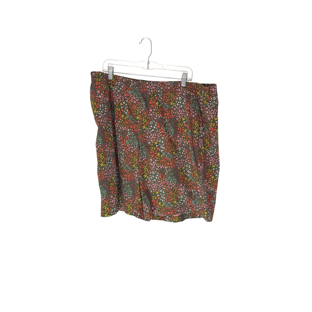 Lands' End Shorts Women's Plus Green Floral Pull On Stretch Casual Size 22W